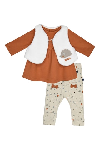 Conjunto 3 peças Ida Caramelo e cru - Branco e castanho