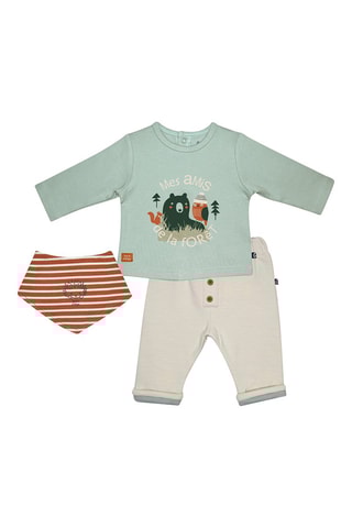 Conjunto 3 peças Ionnis Verde e cru - Branco e verde