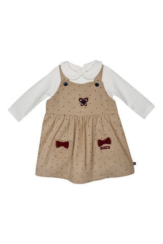 Vestido e t-shirt Branco e bege - Branco, preto e bege