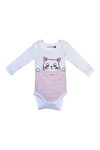 3 bodies Rosa e branco - Branco, preto, vermelho e rosa