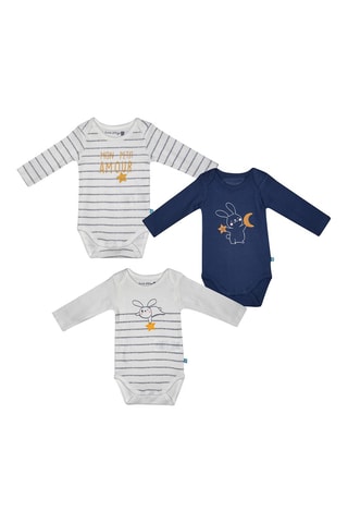 3 bodies em algodão biológico - Azul-marinho - Azul