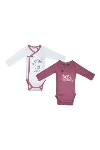 2 bodies Malory - Branco e rosa-velho - Branco e rosa