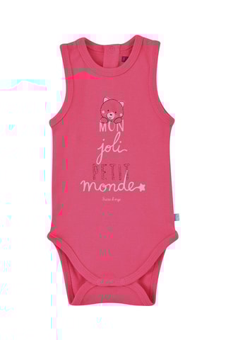 3 bodies em algodão biológico Fúcsia, rosa-claro e branco - Branco, bege, violeta e rosa