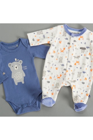 Babygro Branco e azul-marinho - Branco, azul, laranja e cinzento