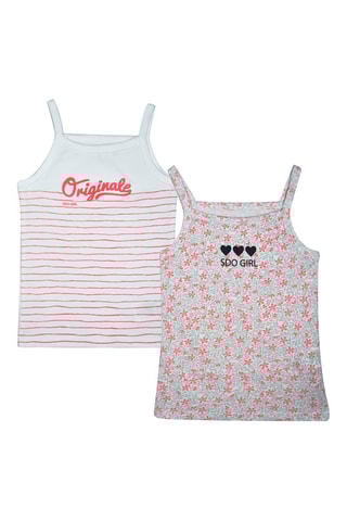 2 camisolas de alças Eufrasia Branco e cinzento - Branco, rosa e cinzento