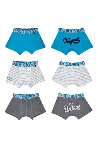 3 boxers Enys Azul, branco e cinzento - Branco, azul e cinzento