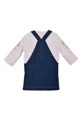 T-shirt e vestido jardineira em ganga Cru e azul - Branco e azul