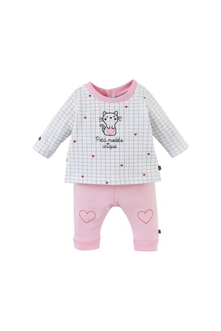 T-shirt e calças Badria Branco e rosa - Branco e rosa