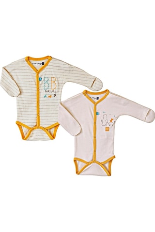 2 bodies em algodão biológico Delan Branco - Branco