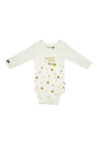 3 bodies em algodão biológico Geremi Cru e bege - Branco e bege