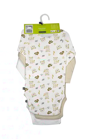 3 bodies em algodão biológico Geremi Cru e bege - Branco e bege