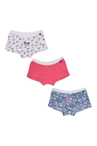 3 calções curtos Branco, fúcsia e azul-marinho - Branco, azul, violeta e rosa