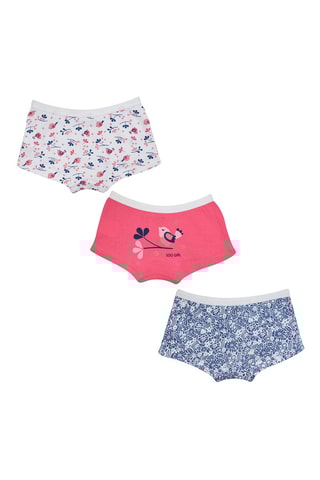 3 calções curtos Branco, fúcsia e azul-marinho - Branco, azul, violeta e rosa