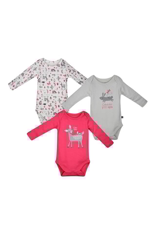 3 bodies  Fúcsia e cinzento - Branco e rosa