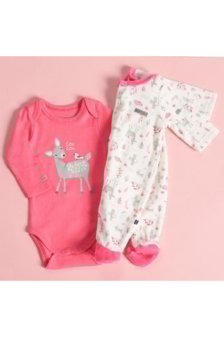 3 bodies  Fúcsia e cinzento - Branco e rosa