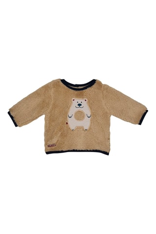 Calças, t-shirt e babete bandana - Bege e azul-marinho - Bege e azul