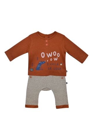 Calças e t-shirt Ocre e cinzento - Vermelho, azul e cinzento