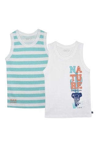 2 camisolas de alças de pijama Luis - Azul - Branco e azul