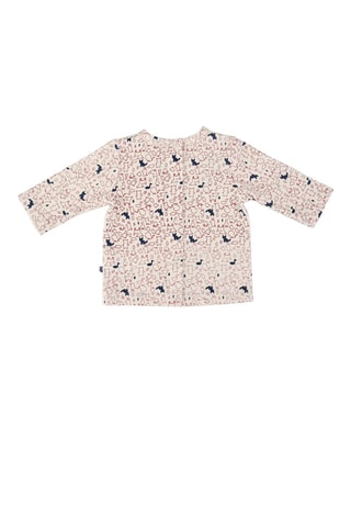 T-shirt e jardineiras em ganga Cru e azul-marinho - Branco, vermelho e azul