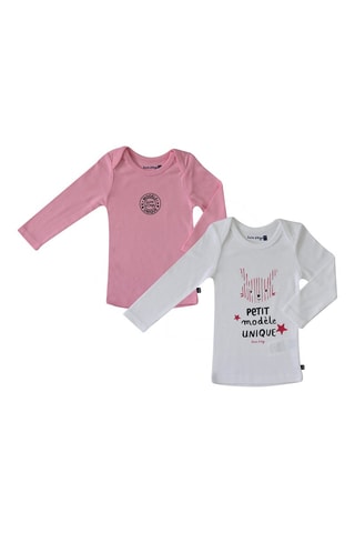 2 t-shirts Dona Rosa e branco - Branco, preto, vermelho e rosa
