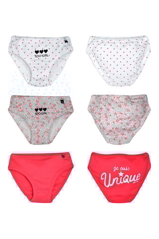 3 cuecas Eldora Fúcsia, cinzento e branco - Branco, rosa e cinzento