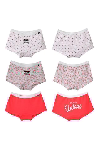 3 shorties Edina Fúcsia, cinzento e branco - Branco, rosa e cinzento