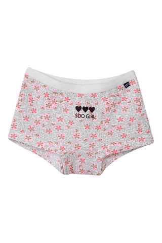 3 shorties Edina Fúcsia, cinzento e branco - Branco, rosa e cinzento