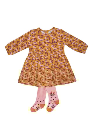 Vestido e collants Ivana Mostarda e rosa - Amarelo e rosa