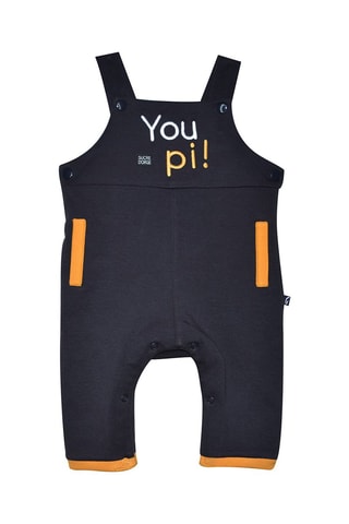 T-shirt e jardineiras Joey Antracite e branco - Branco e cinzento