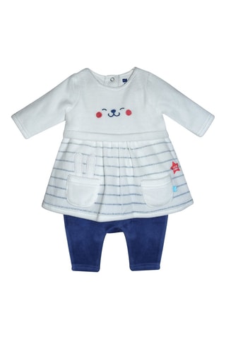 Macacão efeito ilusório em algodão biológico - Azul-marinho - Azul