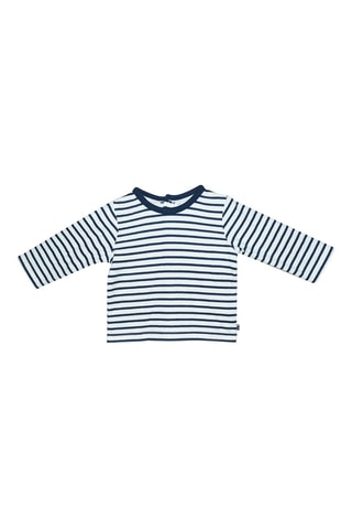 Jardineiras e t-shirt Castanho e branco - Branco, azul e castanho