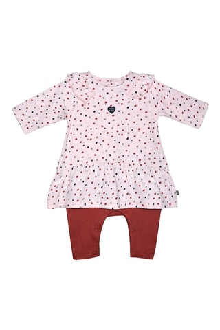 Body-vestido Rosa-claro e vermelho-tijolo - Vermelho, azul, verde e rosa