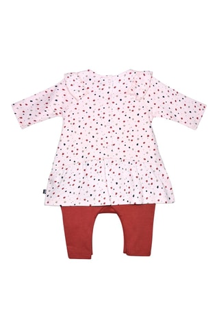 Body-vestido Rosa-claro e vermelho-tijolo - Vermelho, azul, verde e rosa