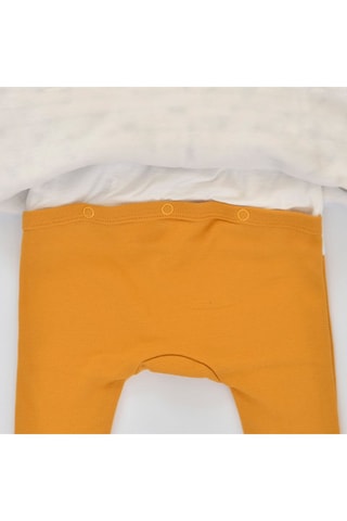 Macacão efeito ilusório Cru e mostarda - Branco, azul e amarelo