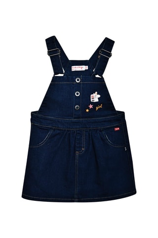 Vestido-jardineira de ganga Azul-marinho - Preto, azul, amarelo, laranja e rosa