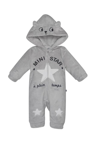 Babygro-pijama Cinzento - Branco, preto, azul e cinzento