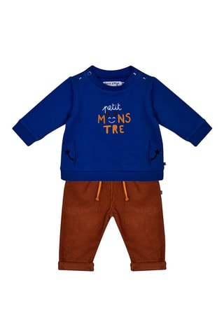 Sweat e calças  Azul e castanho - Azul e castanho