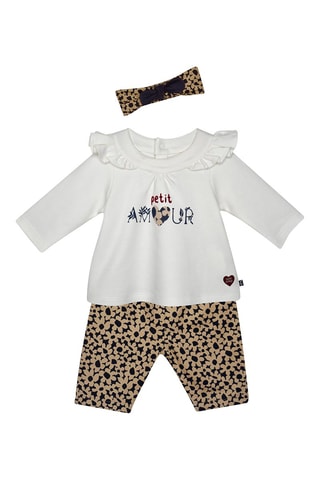 Calças, t-shirt preto fita Cru e bege - Branco, preto e bege