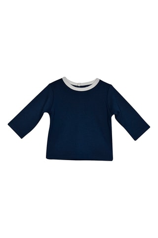 Jardineiras e t-shirt Azul-marinho e bege - Branco, bege, vermelho e azul