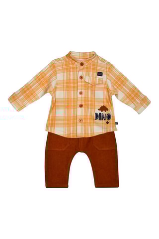 Calças e camisa Ocre e amarelo - Branco, preto, amarelo e castanho