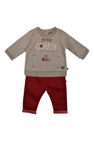 Calças e sweat Vermelho e cinzento - Branco, vermelho e cinzento