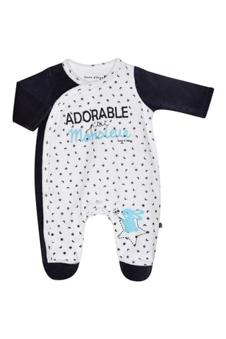 Babygro Antracite e branco - Branco, preto, azul e cinzento