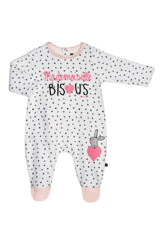 Babygro Branco e nude - Branco, preto, bege e rosa