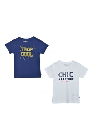 2 t-shirts Darck Azul-marinho e branco - Branco, vermelho, azul e amarelo