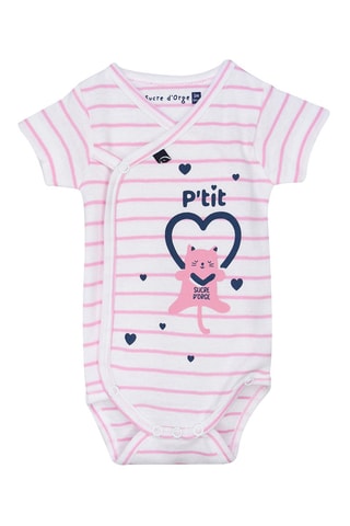 2 bodies Fúcsia e branco - Branco, preto, azul e violeta