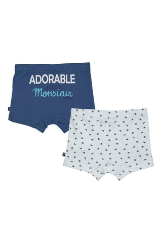 2 boxers Azul e branco - Branco, preto e azul