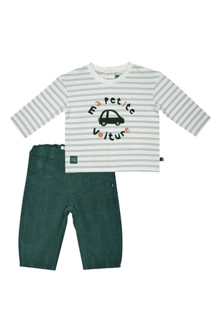 T-shirt e calças - Branco e verde-escuro - Branco