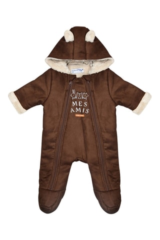 Macacão integral com capuz com orelhas - Castanho - Castanho