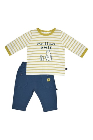 T-shirt e calças - Branco e azul-marinho - Branco