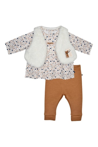 Conjunto de 3 peças - Branco e castanho - Branco